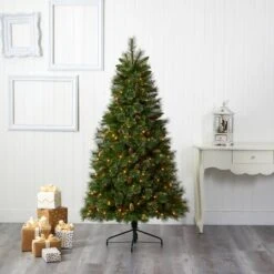 6ft. Pre-Lit Golden Tip Washington Pine Artificial Christmas Tree, Clear LED Lights 12 6ft. Pre-Lit Golden Tip Washington Pine Artificial Christmas Tree, Clear LED Lights -Northlight Shop D256155S 5