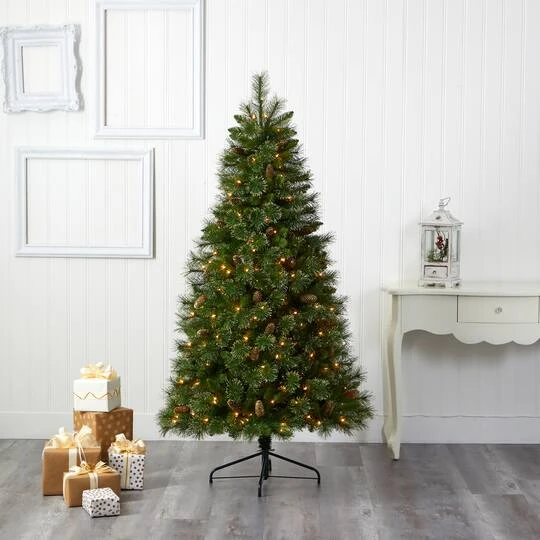 6ft. Pre-Lit Golden Tip Washington Pine Artificial Christmas Tree, Clear LED Lights 5 6ft. Pre-Lit Golden Tip Washington Pine Artificial Christmas Tree, Clear LED Lights - Image 3