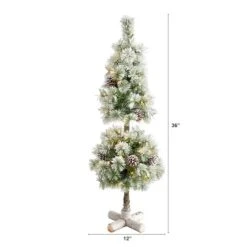 3ft. Pre-Lit Flocked Artificial Christmas Tree Topiary, Warm White LED Lights 15 3ft. Pre-Lit Flocked Artificial Christmas Tree Topiary, Warm White LED Lights -Northlight Shop D256171S 2