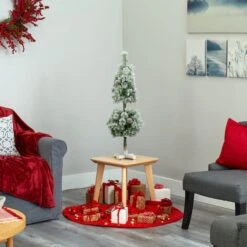 3ft. Pre-Lit Flocked Artificial Christmas Tree Topiary, Warm White LED Lights 14 3ft. Pre-Lit Flocked Artificial Christmas Tree Topiary, Warm White LED Lights -Northlight Shop D256171S 6