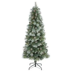 6ft. Pre-Lit British Columbia Mountain Pine Artificial Christmas Tree, Clear LED Lights -Northlight Shop D256172S 1 1