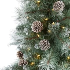 6ft. Pre-Lit British Columbia Mountain Pine Artificial Christmas Tree, Clear LED Lights -Northlight Shop D256172S 3
