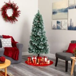 6ft. Pre-Lit British Columbia Mountain Pine Artificial Christmas Tree, Clear LED Lights -Northlight Shop D256172S 7