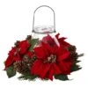 9" Red Poinsettia & Pinecone Candelabrum 1 9" Red Poinsettia & Pinecone Candelabrum -Northlight Shop D292858S 1