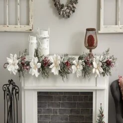 5ft. Frosted Magnolia & Berry Garland -Northlight Shop D292883S 12