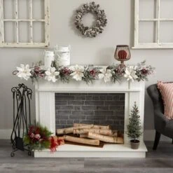 5ft. Frosted Magnolia & Berry Garland -Northlight Shop D292883S 13