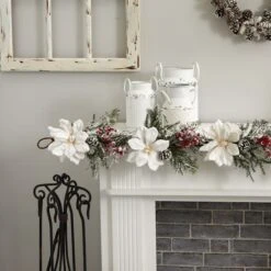 5ft. Frosted Magnolia & Berry Garland -Northlight Shop D292883S 14