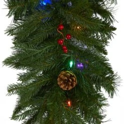 9ft. Pre-Lit Hanging Icicle Berries & Pinecones Christmas Garland, Multicolor LED Lights -Northlight Shop D292890S 3