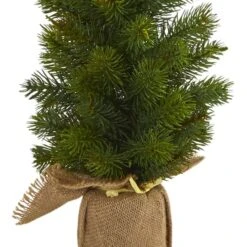 3 Pack 15" Unlit Mini Cypress & Pine Artificial Christmas Trees With Burlap Base -Northlight Shop D292907S 3