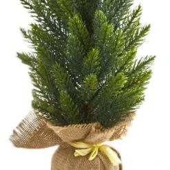 3 Pack 15" Unlit Mini Cypress & Pine Artificial Christmas Trees With Burlap Base -Northlight Shop D292907S 4