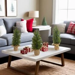 3 Pack 15" Unlit Mini Cypress & Pine Artificial Christmas Trees With Burlap Base -Northlight Shop D292907S 6