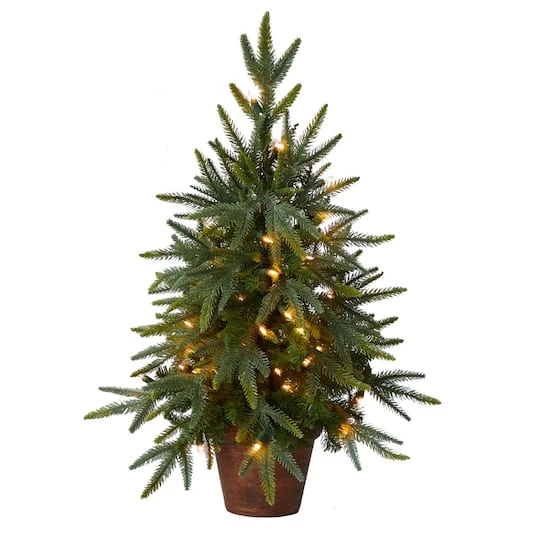2.5ft. Pre-Lit Christmas Tree With Planter, Clear Lights 4 2.5ft. Pre-Lit Christmas Tree With Planter, Clear Lights - Image 2