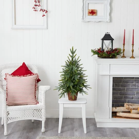 2.5ft. Pre-Lit Christmas Tree With Planter, Clear Lights 5 2.5ft. Pre-Lit Christmas Tree With Planter, Clear Lights - Image 3