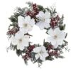 22" Snowed Magnolia & Berry Wreath 1 22" Snowed Magnolia & Berry Wreath -Northlight Shop D292934S 11