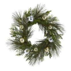 26" Sparkling Pine Wreath With Ornaments