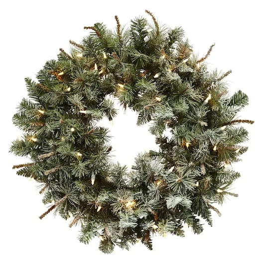 2.5ft. Pre-Lit Frosted Pine Wreath 4 2.5ft. Pre-Lit Frosted Pine Wreath - Image 2