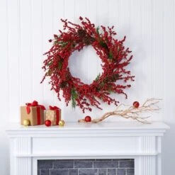 2.8ft. Cypress Berry & Pinecone Wreath -Northlight Shop D292973S 3