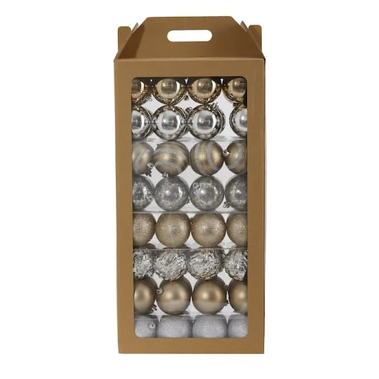 64ct. 3" Gold & Silver Shatterproof Ball Ornaments 4 64ct. 3" Gold & Silver Shatterproof Ball Ornaments - Image 2