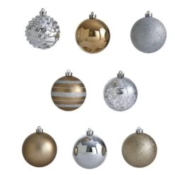 64ct. 3" Gold & Silver Shatterproof Ball Ornaments 11 64ct. 3" Gold & Silver Shatterproof Ball Ornaments -Northlight Shop D322173S 3