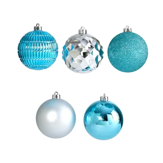 40ct. 3" Blue & Silver Shatterproof Ball Ornaments 6 40ct. 3" Blue & Silver Shatterproof Ball Ornaments - Image 4
