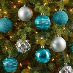 40ct. 3" Blue & Silver Shatterproof Ball Ornaments 13 40ct. 3" Blue & Silver Shatterproof Ball Ornaments -Northlight Shop D322176S 5