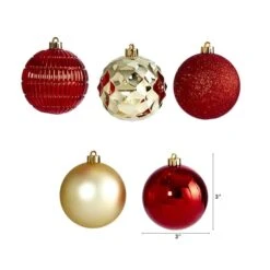 40ct. 3" Red & Gold Shatterproof Ball Ornaments -Northlight Shop D322177S 2