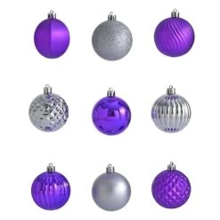 101ct. 2" Purple & Silver Shatterproof Ball Ornaments -Northlight Shop D322178S 3