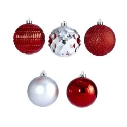 40ct. 3" Red & Silver Shatterproof Ball Ornaments -Northlight Shop D322180S 3