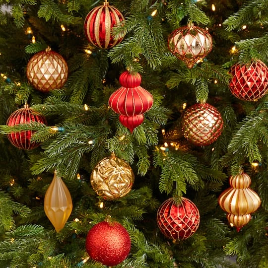 12ct. 4" Red & Gold Shatterproof Luxe Ornament Set 7 12ct. 4" Red & Gold Shatterproof Luxe Ornament Set - Image 5