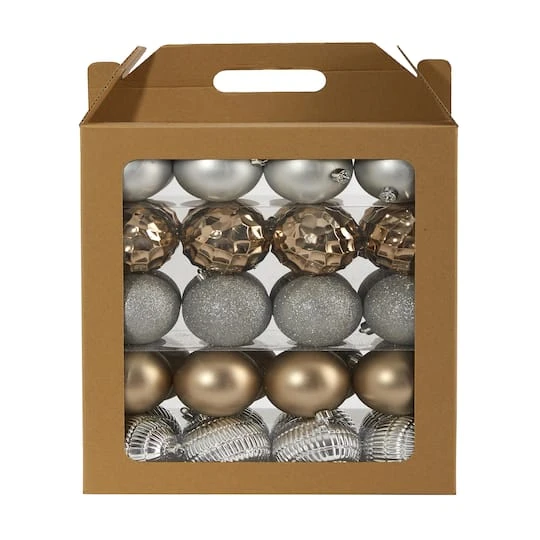 40ct. 3" Gold & Silver Shatterproof Ball Ornaments 4 40ct. 3" Gold & Silver Shatterproof Ball Ornaments - Image 2