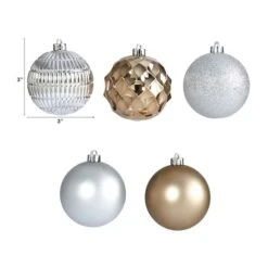 40ct. 3" Gold & Silver Shatterproof Ball Ornaments 10 40ct. 3" Gold & Silver Shatterproof Ball Ornaments -Northlight Shop D322193S 2