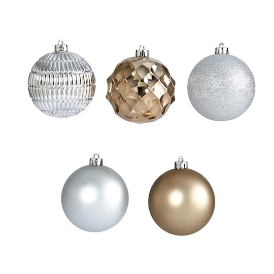 40ct. 3" Gold & Silver Shatterproof Ball Ornaments 6 40ct. 3" Gold & Silver Shatterproof Ball Ornaments - Image 4