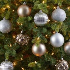 40ct. 3" Gold & Silver Shatterproof Ball Ornaments 13 40ct. 3" Gold & Silver Shatterproof Ball Ornaments -Northlight Shop D322193S 5