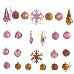 52ct. 6" Pink & Gold Shatterproof Ornament Set -Northlight Shop D322194S 2