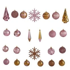 52ct. 6" Pink & Gold Shatterproof Ornament Set -Northlight Shop D322194S 3