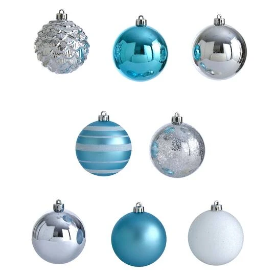 64ct. 3" Blue & Silver Shatterproof Ball Ornaments 6 64ct. 3" Blue & Silver Shatterproof Ball Ornaments - Image 4