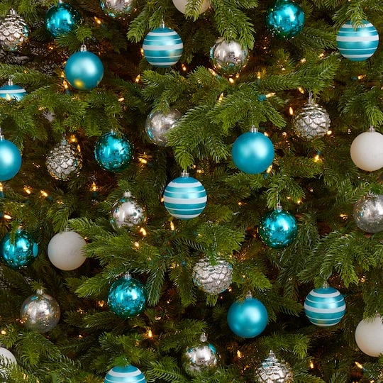 64ct. 3" Blue & Silver Shatterproof Ball Ornaments 7 64ct. 3" Blue & Silver Shatterproof Ball Ornaments - Image 5