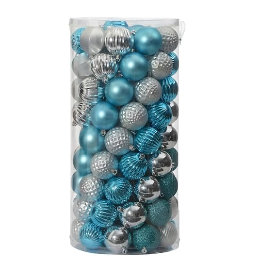 101ct. 2" Blue & Silver Shatterproof Ball Ornaments 3 101ct. 2" Blue & Silver Shatterproof Ball Ornaments