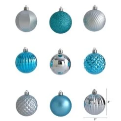 101ct. 2" Blue & Silver Shatterproof Ball Ornaments 9 101ct. 2" Blue & Silver Shatterproof Ball Ornaments -Northlight Shop D322196S 2