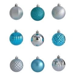 101ct. 2" Blue & Silver Shatterproof Ball Ornaments 10 101ct. 2" Blue & Silver Shatterproof Ball Ornaments -Northlight Shop D322196S 3