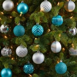 101ct. 2" Blue & Silver Shatterproof Ball Ornaments 11 101ct. 2" Blue & Silver Shatterproof Ball Ornaments -Northlight Shop D322196S 4