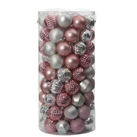 101ct. 2" Pink & Silver Shatterproof Ball Ornaments 4 101ct. 2" Pink & Silver Shatterproof Ball Ornaments - Image 2
