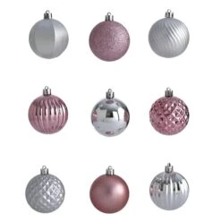 101ct. 2" Pink & Silver Shatterproof Ball Ornaments 11 101ct. 2" Pink & Silver Shatterproof Ball Ornaments -Northlight Shop D322197S 3