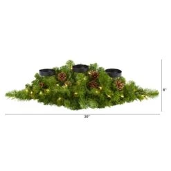 30" Pre-Lit Pine & Pinecone Triple Candelabrum -Northlight Shop D322271S 2
