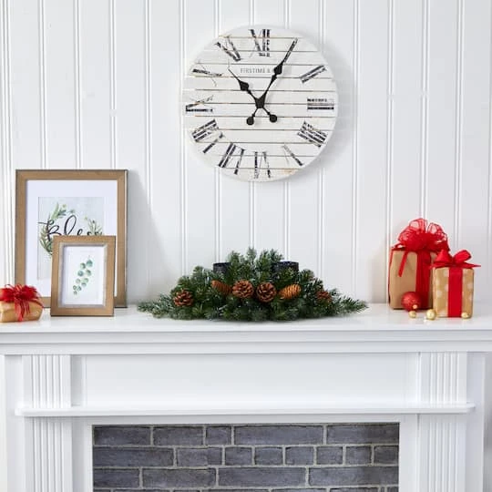 24" Pre-Lit Flocked & Glittered Pine & Pinecones Double Candelabrum 7 24" Pre-Lit Flocked & Glittered Pine & Pinecones Double Candelabrum - Image 6