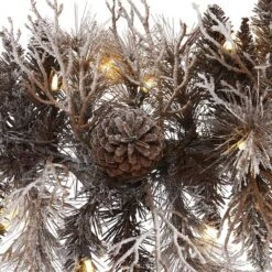 6ft. LED Flocked Pine & Pinecone Christmas Garland -Northlight Shop D322388S 3