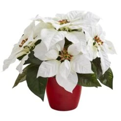 12" Potted White Poinsettia Set -Northlight Shop D322502S 13