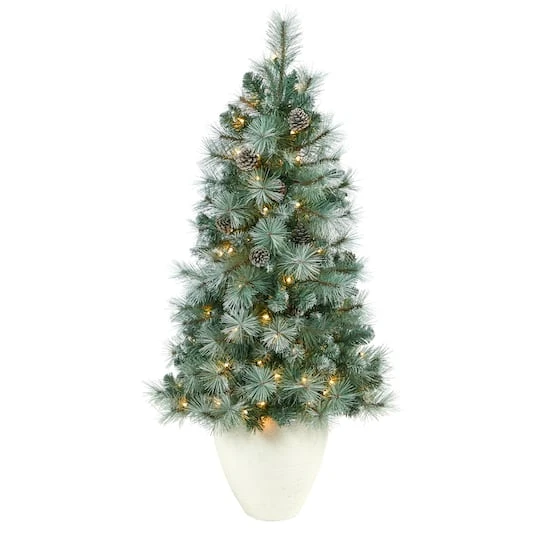 4ft. Pre-Lit Frosted Tip British Columbia Mountain Pine Artificial Christmas Tree With Pinecones, Clear Lights 3 4ft. Pre-Lit Frosted Tip British Columbia Mountain Pine Artificial Christmas Tree With Pinecones, Clear Lights