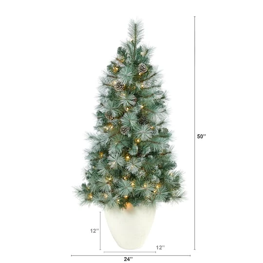 4ft. Pre-Lit Frosted Tip British Columbia Mountain Pine Artificial Christmas Tree With Pinecones, Clear Lights 5 4ft. Pre-Lit Frosted Tip British Columbia Mountain Pine Artificial Christmas Tree With Pinecones, Clear Lights - Image 3
