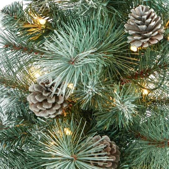 4ft. Pre-Lit Frosted Tip British Columbia Mountain Pine Artificial Christmas Tree With Pinecones, Clear Lights 7 4ft. Pre-Lit Frosted Tip British Columbia Mountain Pine Artificial Christmas Tree With Pinecones, Clear Lights - Image 5